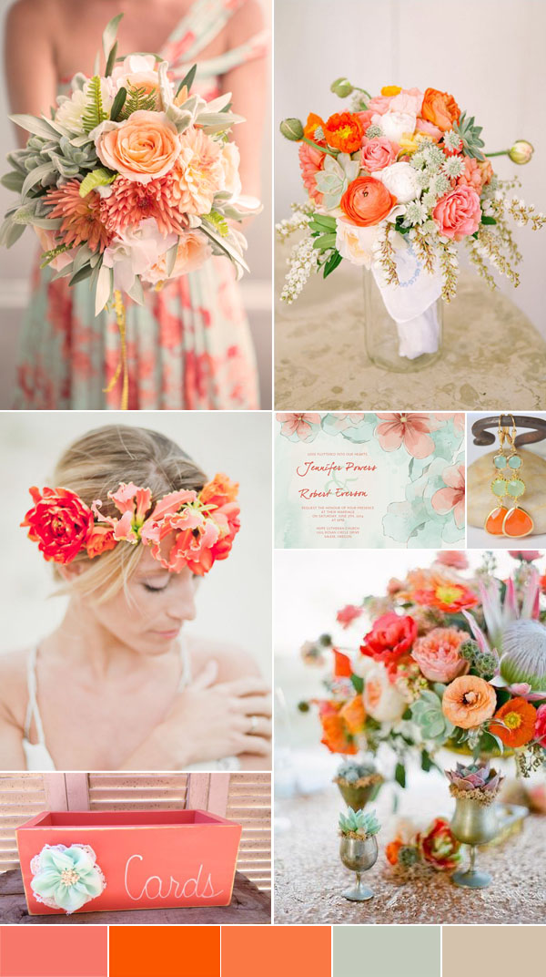 coral-and-mint-floral-bohemian-wedding-ideas-with-foral-printed-bridesmaid-dresses