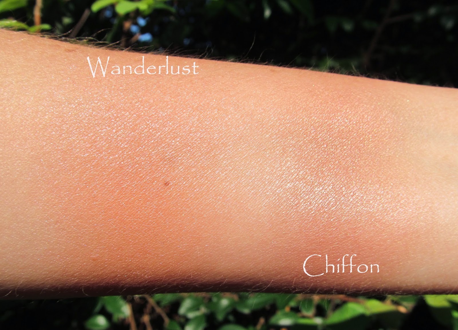 NYX wanderlust and chiffon swatches