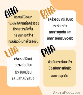 ไขข้อสงสัย! AHA – BHA – PHA – LHA คืออะไร ใช้ตัวไหนแล้วผิวเนียน – AKERU